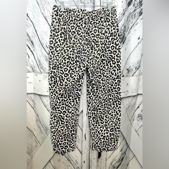 J. Crew Leopard Print Linen Blend Cuffed Ankle Pants Joggers Sz 8 - Picture 3 of 8